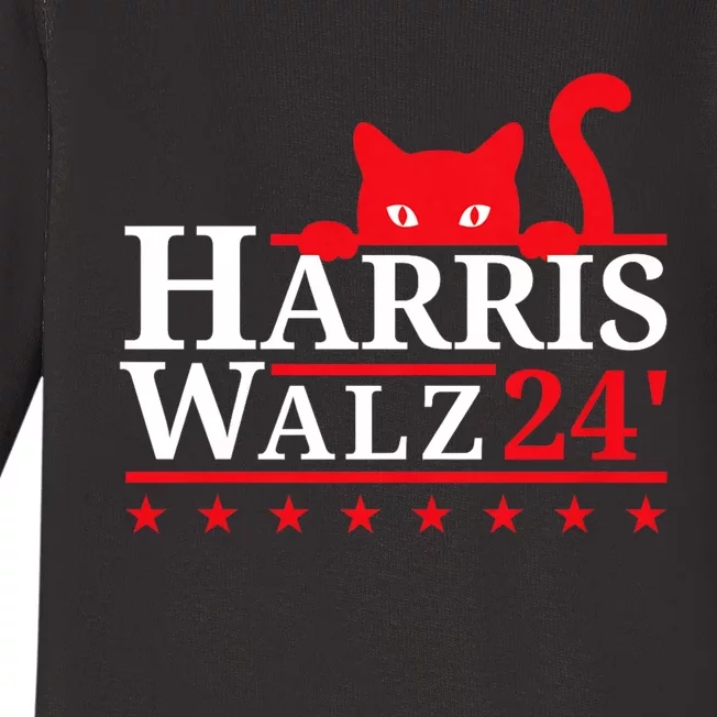 Childless Cat Lady For Kamala Harris Tim Walz Vp 2024 Baby Long Sleeve Bodysuit