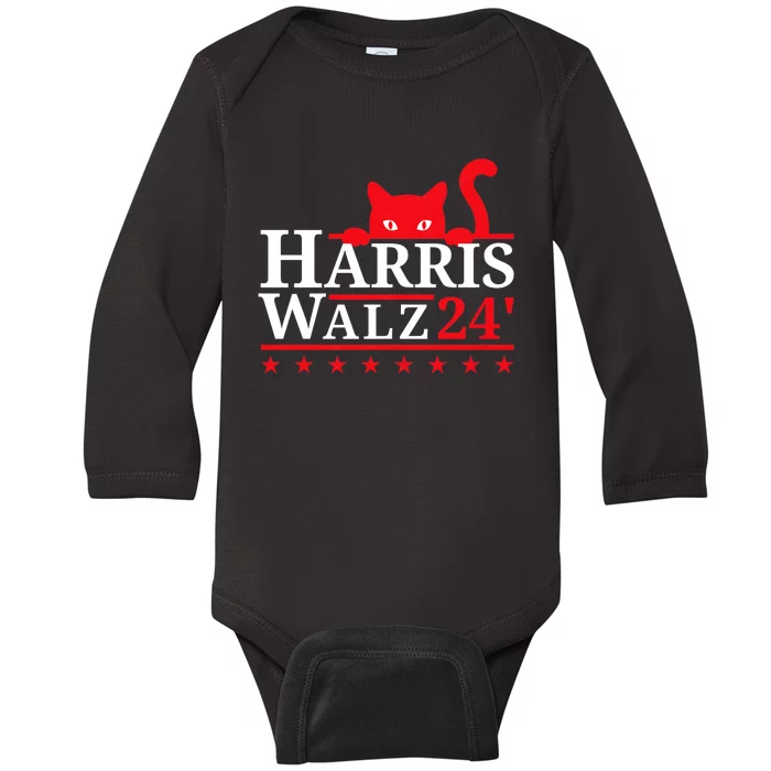 Childless Cat Lady For Kamala Harris Tim Walz Vp 2024 Baby Long Sleeve Bodysuit