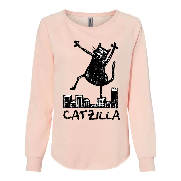 Catzilla Cat Lover Womens California Wash Sweatshirt