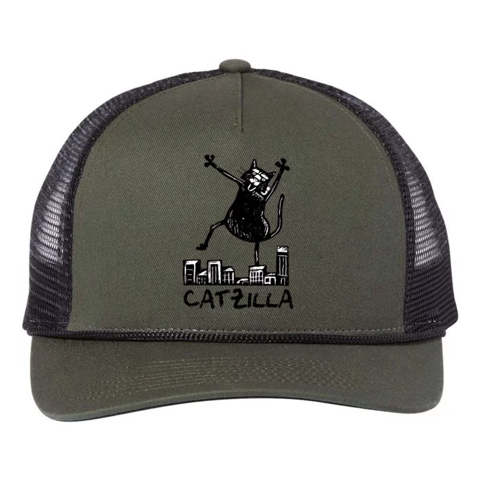 Catzilla Cat Lover Retro Rope Trucker Hat Cap