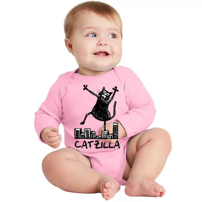 Catzilla Cat Lover Baby Long Sleeve Bodysuit