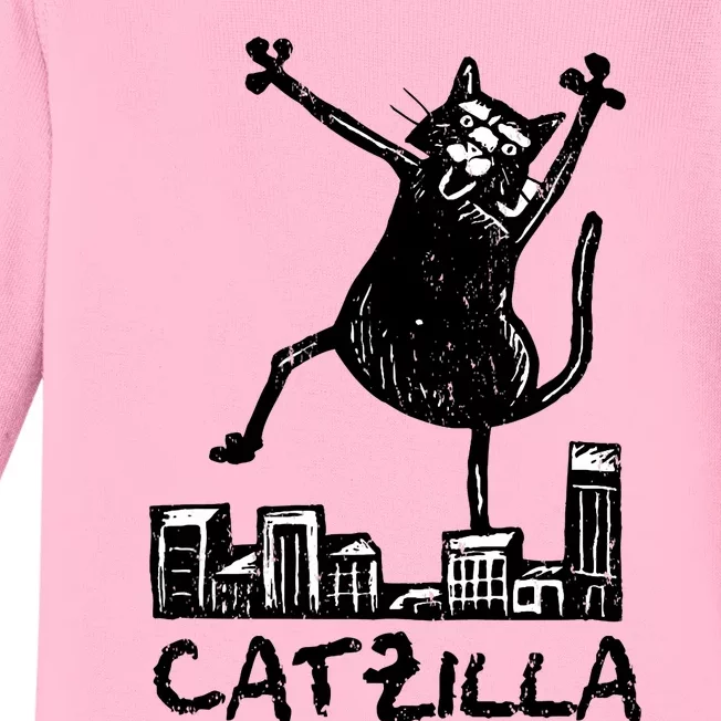 Catzilla Cat Lover Baby Long Sleeve Bodysuit