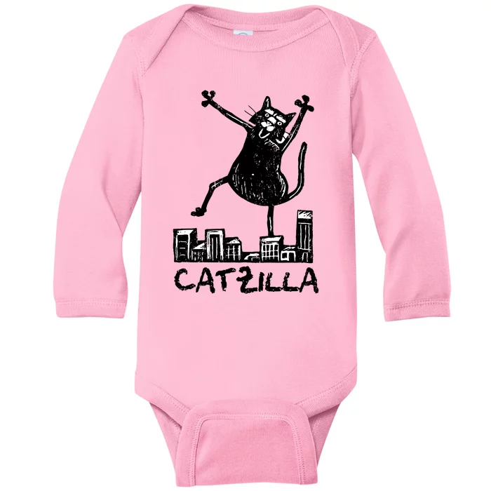 Catzilla Cat Lover Baby Long Sleeve Bodysuit