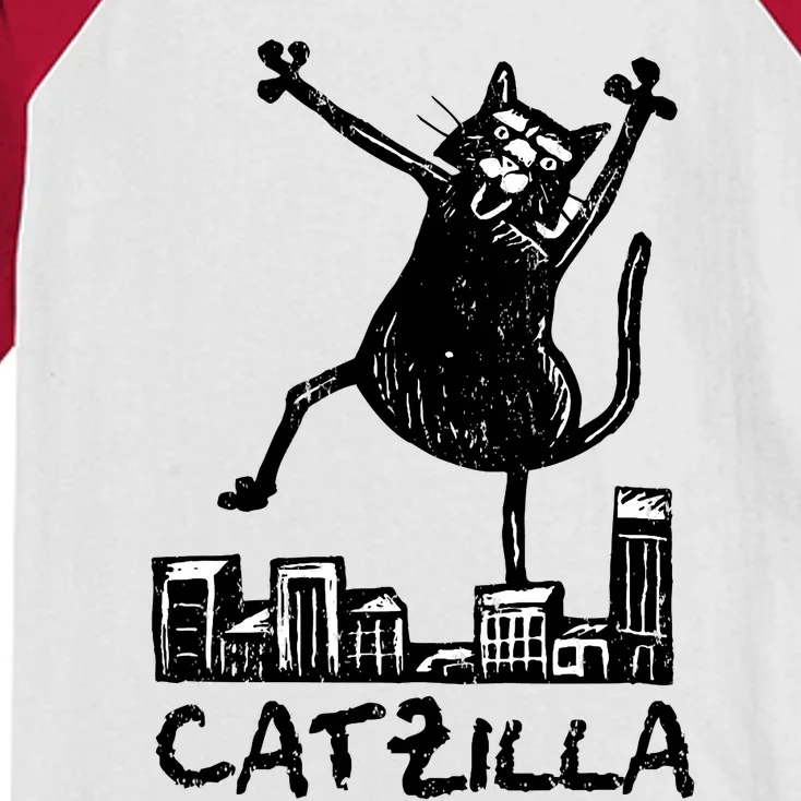 Catzilla Cat Lover Kids Colorblock Raglan Jersey