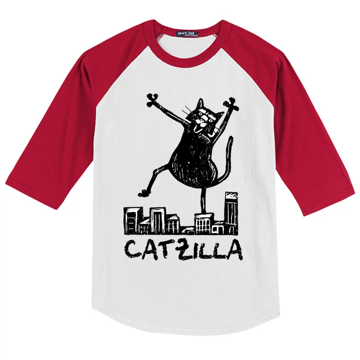 Catzilla Cat Lover Kids Colorblock Raglan Jersey