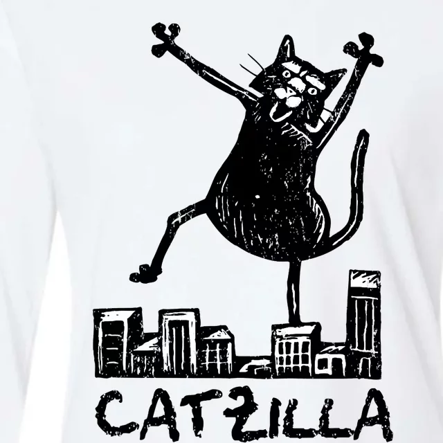 Catzilla Cat Lover Womens Cotton Relaxed Long Sleeve T-Shirt