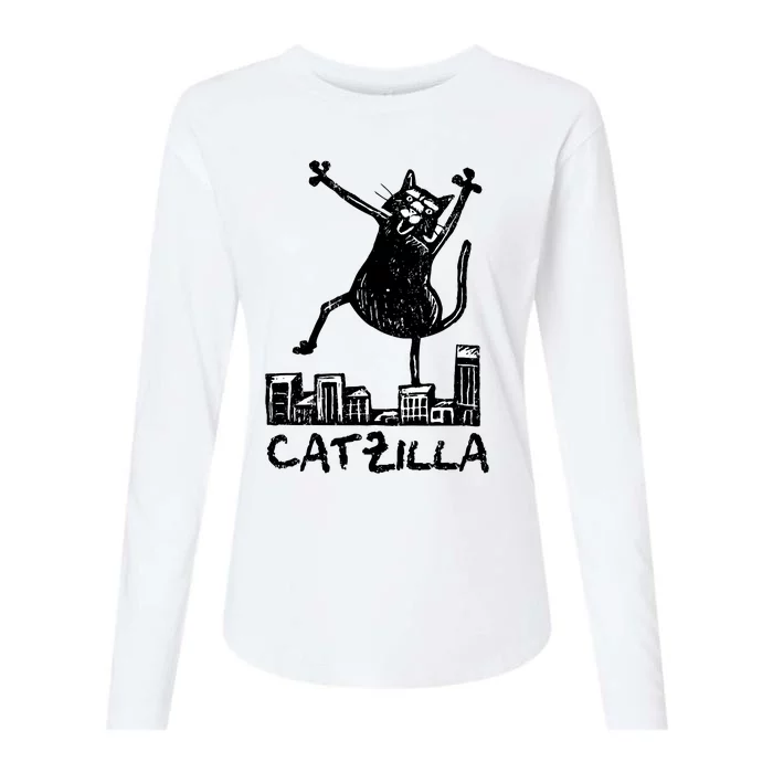 Catzilla Cat Lover Womens Cotton Relaxed Long Sleeve T-Shirt