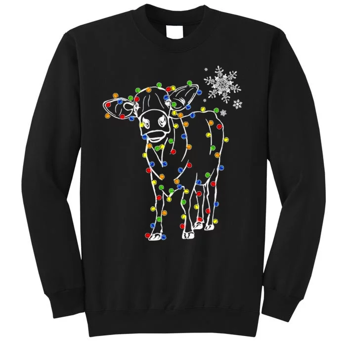 Cow Christmas Light Tree Cow Xmas Snow Lover Sweatshirt