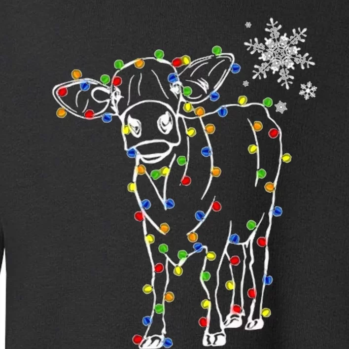 Cow Christmas Light Tree Cow Xmas Snow Lover Toddler Sweatshirt