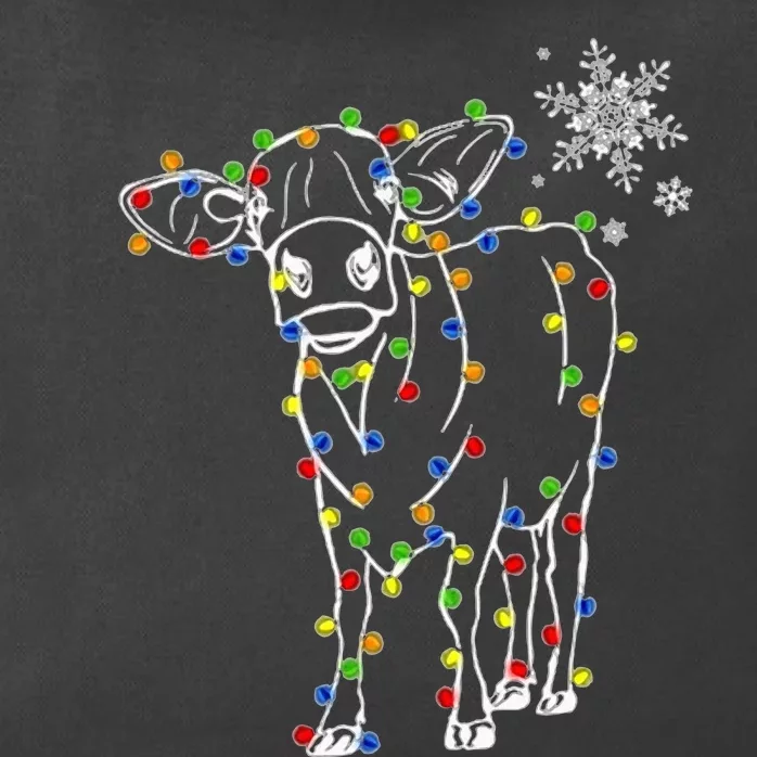 Cow Christmas Light Tree Cow Xmas Snow Lover Zip Tote Bag