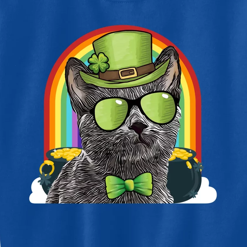 Chartreux Cat Leprechaun Funny St Patricks Day Cute Gift Kids Sweatshirt