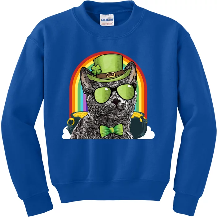 Chartreux Cat Leprechaun Funny St Patricks Day Cute Gift Kids Sweatshirt