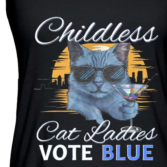 Childless Cat Ladies Vote Blue In November Kamala President Ladies Essential Flowy Tank