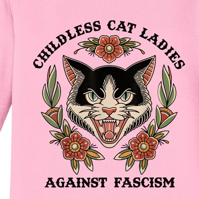 Childless Cat Ladies Against Fascism Baby Long Sleeve Bodysuit