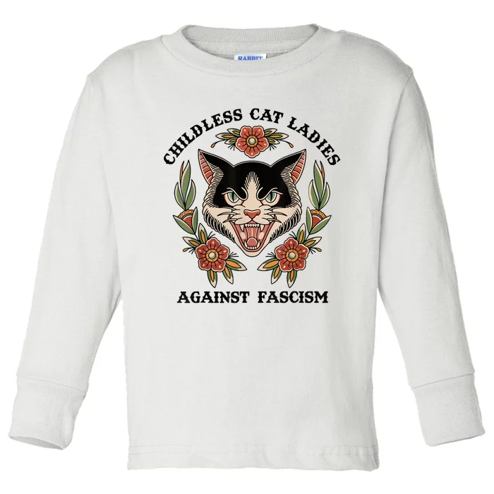 Childless Cat Ladies Against Fascism Toddler Long Sleeve Shirt