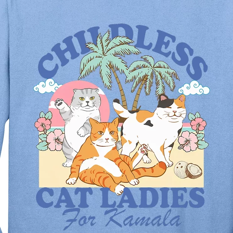 Childless Cat Lady For Kamala Harris Madam President 2024 Long Sleeve Shirt