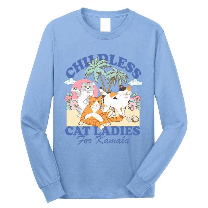 Childless Cat Lady For Kamala Harris Madam President 2024 Long Sleeve Shirt