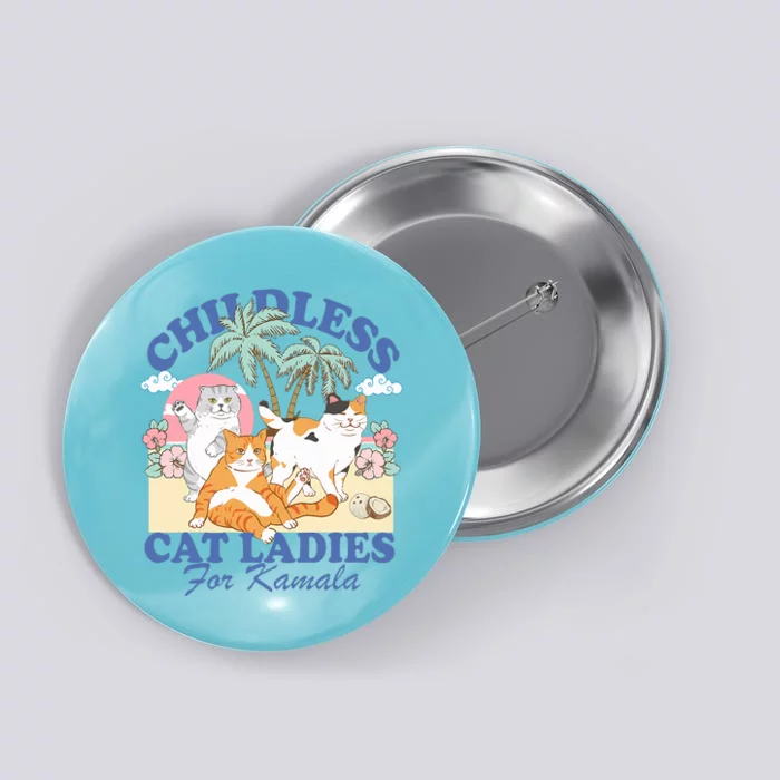 Childless Cat Lady For Kamala Harris Madam President 2024 Button