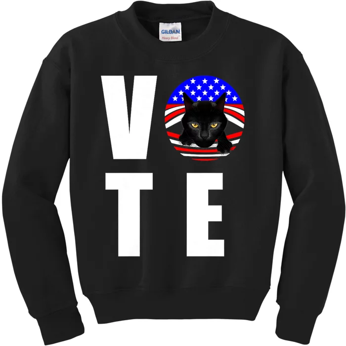 Childless Cat Ladies Vote 2024 Retro American Flag Stars Kids Sweatshirt