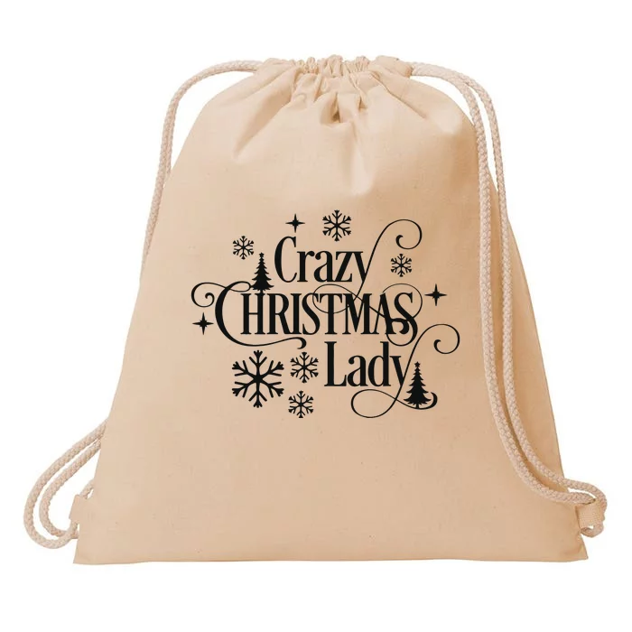 Crazy Christmas Lady Drawstring Bag