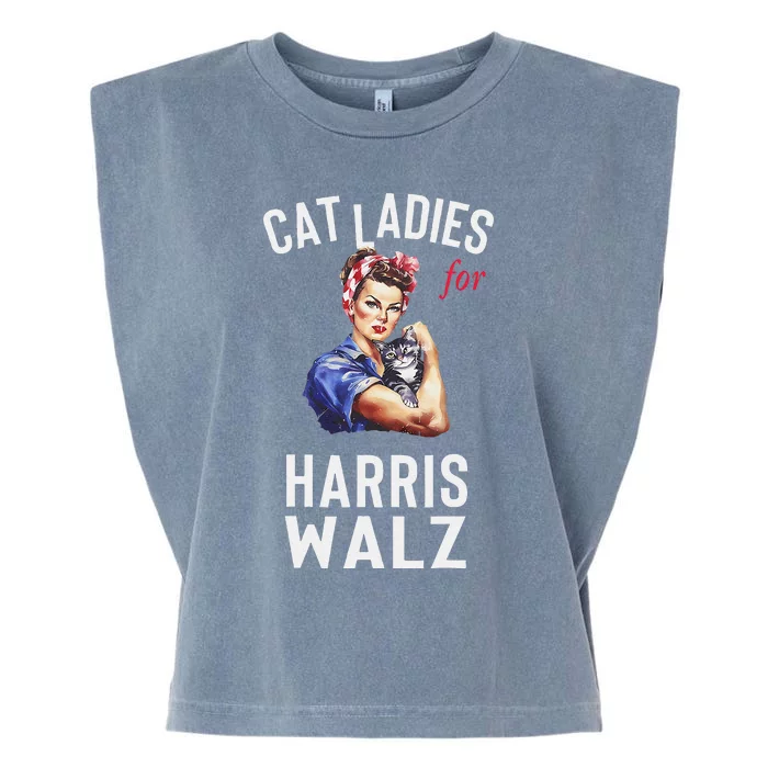 Childless Cat Ladies For Harris Walz 2024 Vote Garment-Dyed Women's Muscle Tee