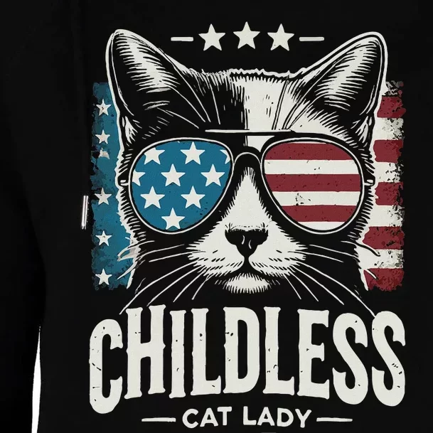 Childless Cat Lady 2024 Womens Funnel Neck Pullover Hood