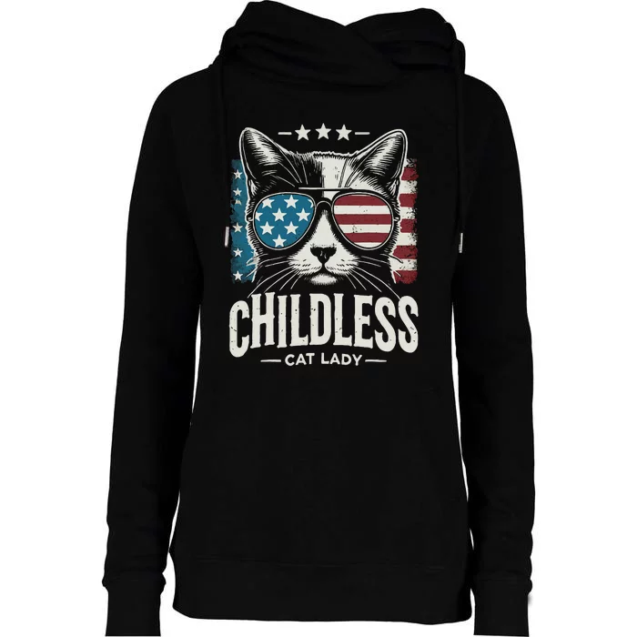 Childless Cat Lady 2024 Womens Funnel Neck Pullover Hood