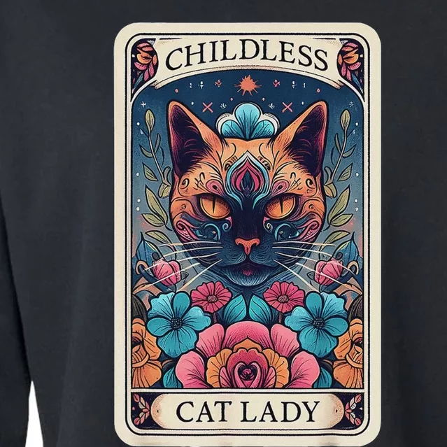 Childless Cat Lady Tarot Card Cropped Pullover Crew