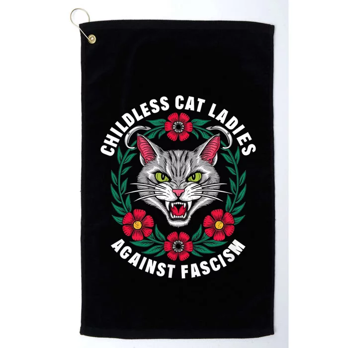 Childless Cat Ladies Against Fascism Flowers Platinum Collection Golf Towel