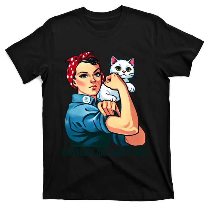 Childless Cat Ladies Vote Cute Rosie The Riveter T-Shirt