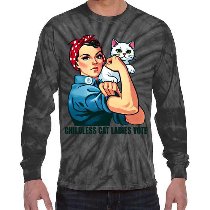 Childless Cat Ladies Vote Cute Rosie The Riveter Tie-Dye Long Sleeve Shirt