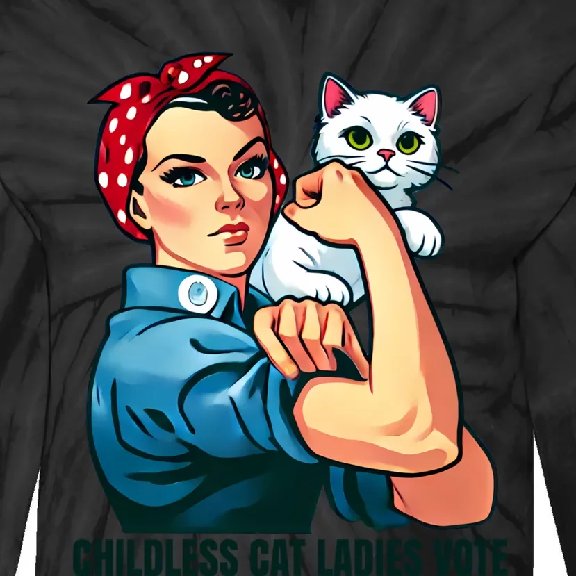 Childless Cat Ladies Vote Cute Rosie The Riveter Tie-Dye Long Sleeve Shirt