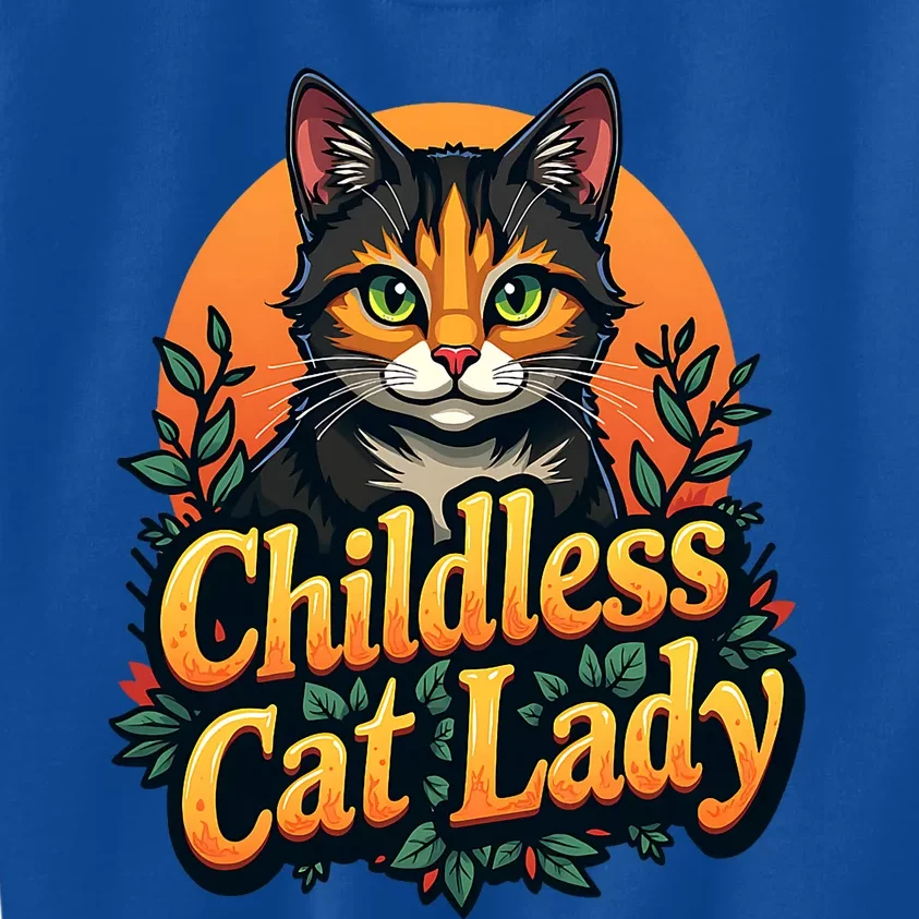 Childless Cat Lady Funny Cat Lover Kids Sweatshirt