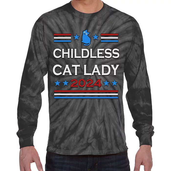 Childless Cat Lady 2024 Tie-Dye Long Sleeve Shirt