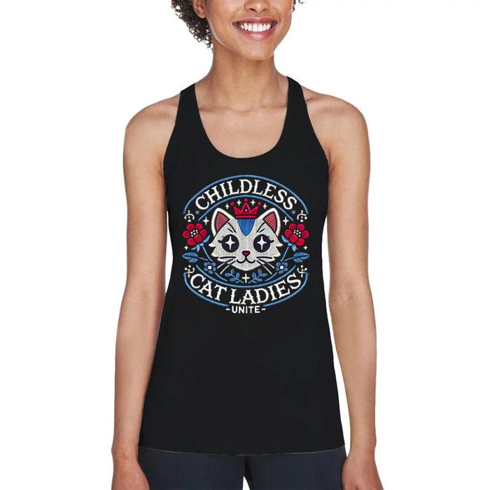 Childless Cat Ladies Unite Cute Vintage Top Hilarious Election 2024 Apparel Women's Racerback Tank