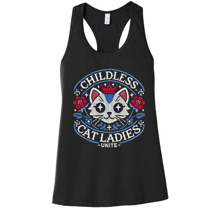 Childless Cat Ladies Unite Cute Vintage Top Hilarious Election 2024 Apparel Women's Racerback Tank