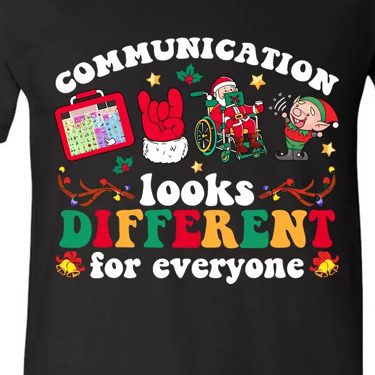 Christmas Communication Looks Different For Everyone Slp V-Neck T-Shirt