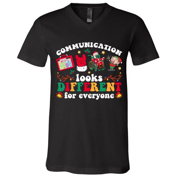 Christmas Communication Looks Different For Everyone Slp V-Neck T-Shirt