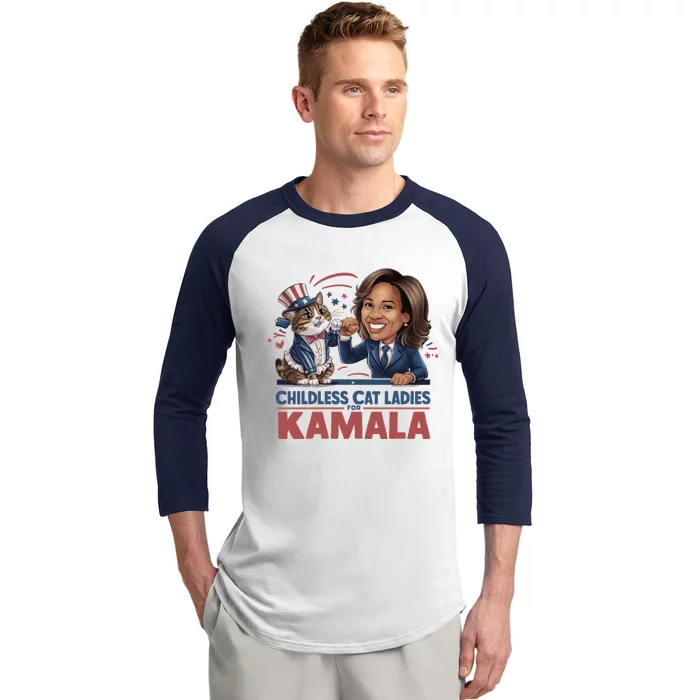 Childless Cat Ladies For Kamala Baseball Sleeve Shirt