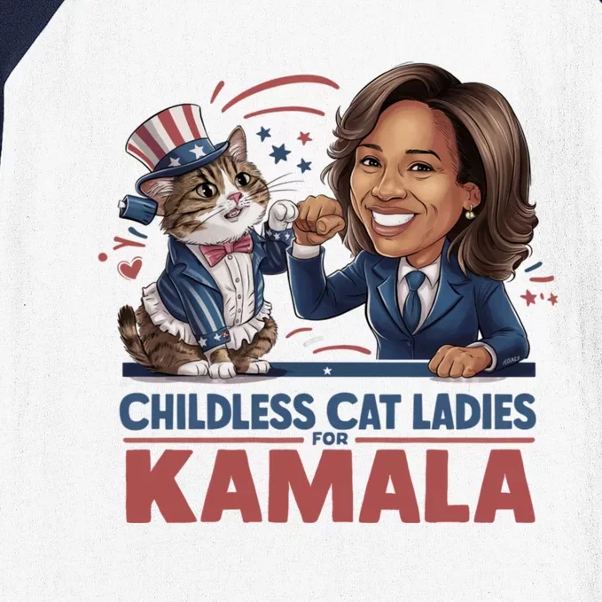 Childless Cat Ladies For Kamala Baseball Sleeve Shirt