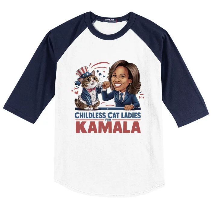 Childless Cat Ladies For Kamala Baseball Sleeve Shirt