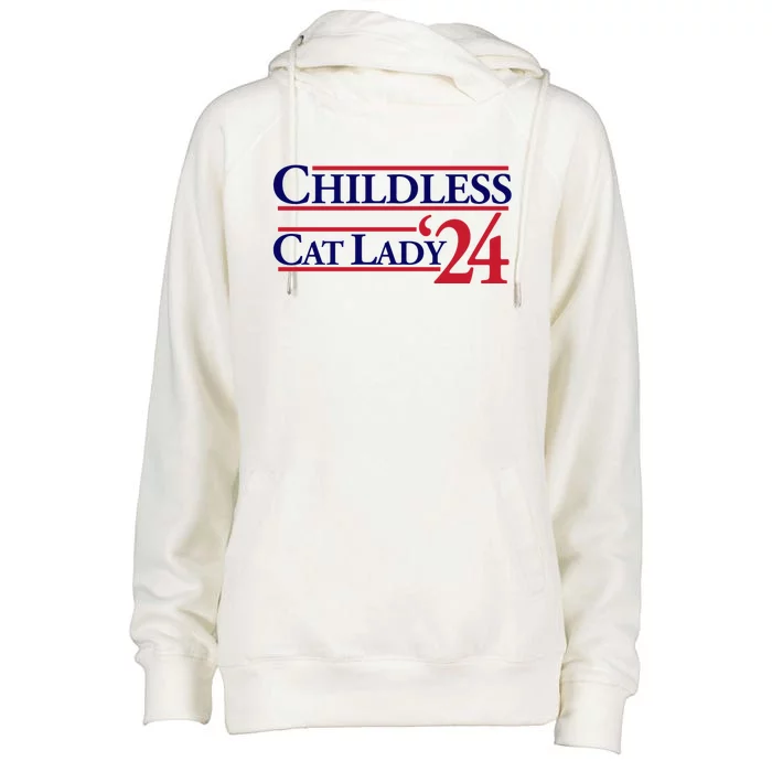 Childless Cat Lady 2024 Womens Funnel Neck Pullover Hood