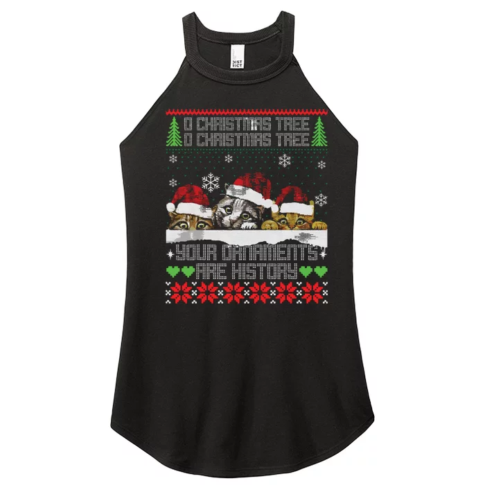 Christmas Cat Lover Holiday Xmas Gift Ugly Sweater Women’s Perfect Tri Rocker Tank