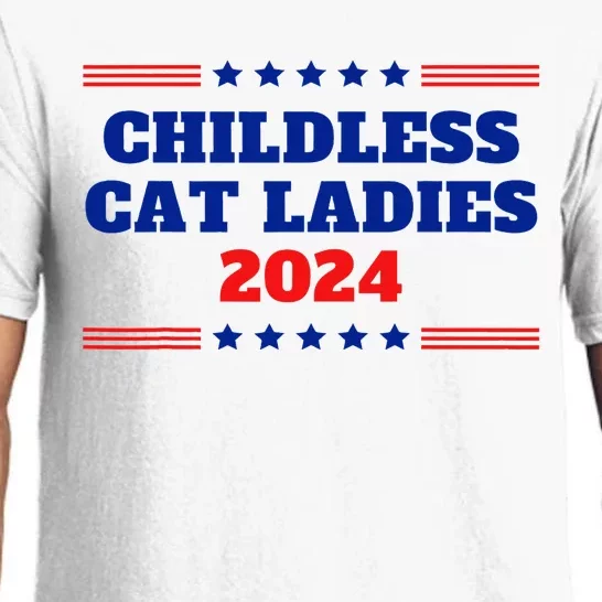 Childless Cat Ladies Funny Sarcastic Kamala Voter Quote 2024 Pajama Set