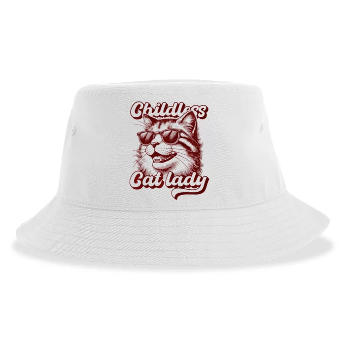 Childless Cat Lady Funny Cat Saying Premium Sustainable Bucket Hat