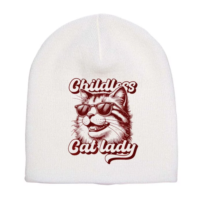 Childless Cat Lady Funny Cat Saying Premium Short Acrylic Beanie