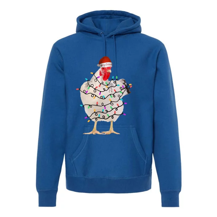 Chicken Christmas Lights Chicken Lover Pajama Gift Premium Hoodie