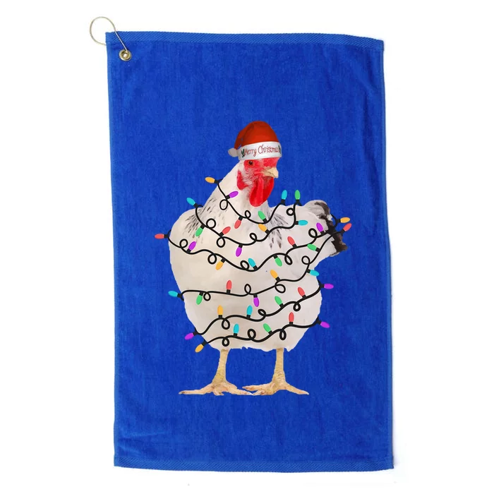 Chicken Christmas Lights Chicken Lover Pajama Gift Platinum Collection Golf Towel