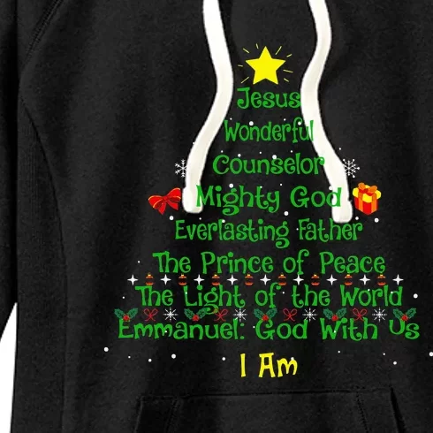 Christian Christmas Lover Bible Names of Jesus Tree Women's Fleece Hoodie