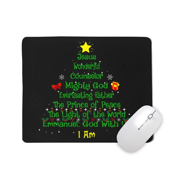 Christian Christmas Lover Bible Names of Jesus Tree Mousepad